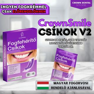🔥 Megérkezett a CrownSmile Csík V2! 🔥 Gyorsabb hatás ⚡ jobb tapadás 🩹 és most AJÁNDÉK fogkrém is jár hozzá 🎁...